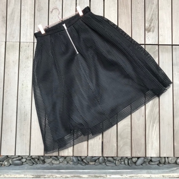 TOPSHOP Black Mesh A Line Mini Skirt - Picture 4 of 10